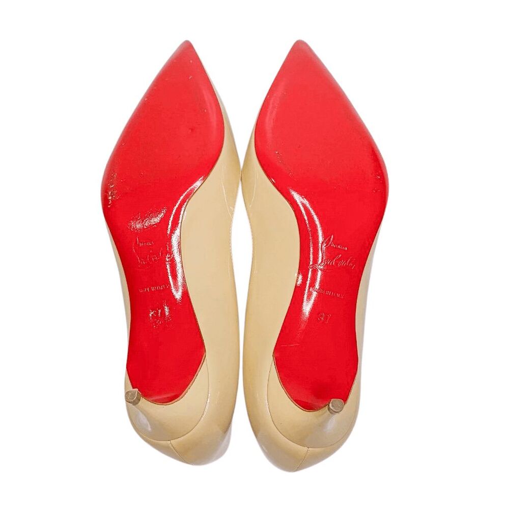 Christian Louboutin Rocket 45 Patent Leather Pumps Columbe EU 37 Nude Beige Heel - Picture 3 of 10